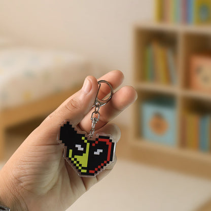 Pixel Style Acrylic Cartoon Keychain with Funky Design (1 Pc) signaturekarts