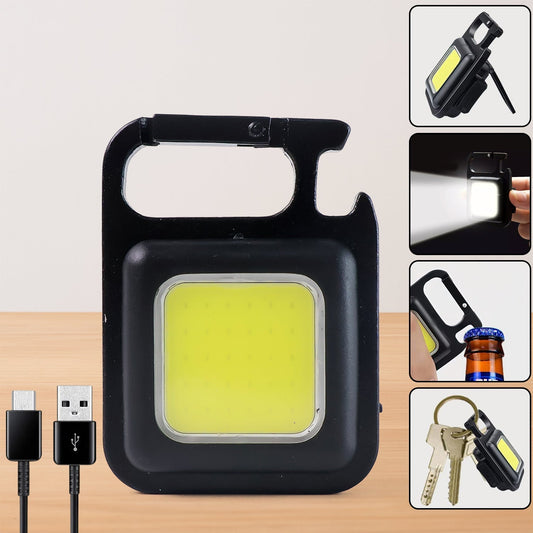Mini Rechargeable Keychain Flashlight - 4 Light Modes Folding Bracket & Magnetic Base signaturekarts