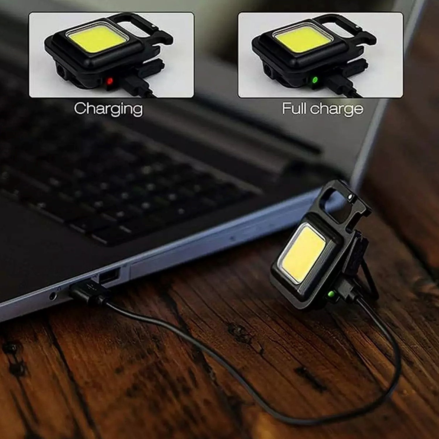 Mini Rechargeable Keychain Flashlight - 4 Light Modes Folding Bracket & Magnetic Base signaturekarts
