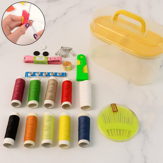 Double Layer Small & Portable Travel Sewing Kits Box Hand Work Sewing Box Signature Kart
