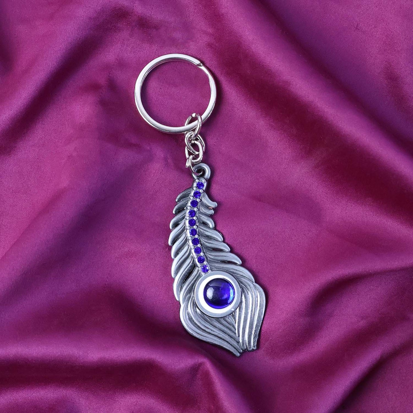 Elegant Metal Peacock Feather Keychain (1 Pc) signaturekarts