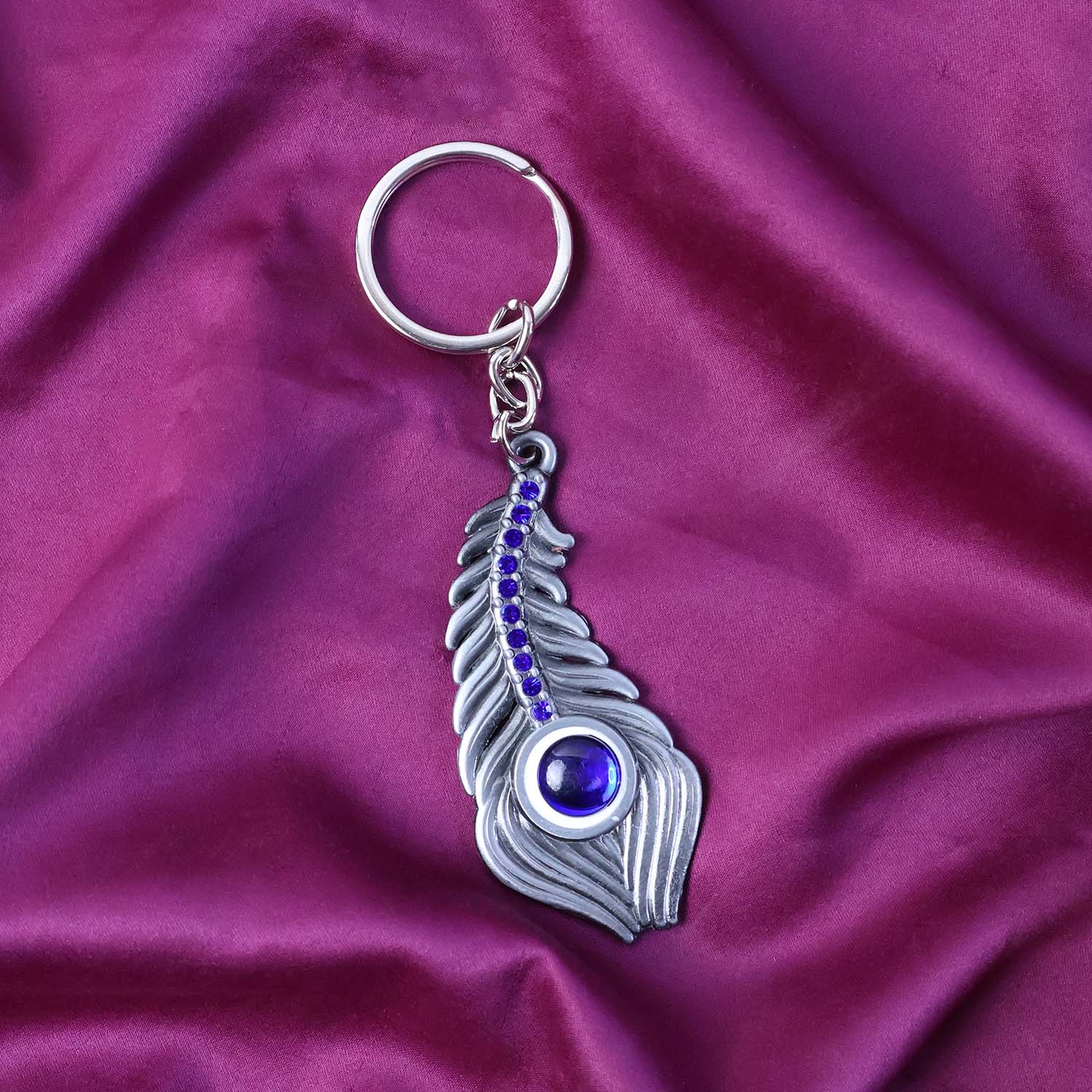 Elegant Metal Peacock Feather Keychain (1 Pc) signaturekarts