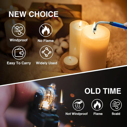 Metal Rechargeable Electric Arc Lighter with Flexible Neck (1 Pc) signaturekarts