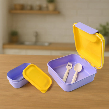 Kids Lunch Box Set with Small Inner Container, Spoon & Fork (1 Pc) Signature Kart