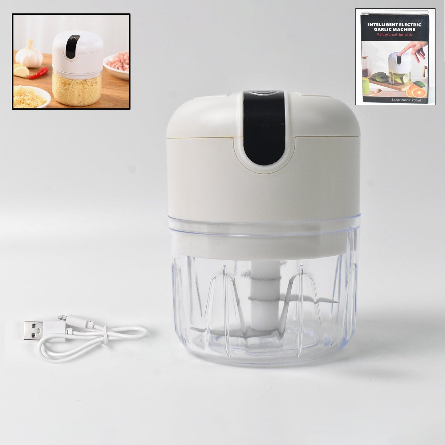 Wireless USB Rechargeable Mini Electric Garlic Machine / Chopper (250Ml) Signaturekarts