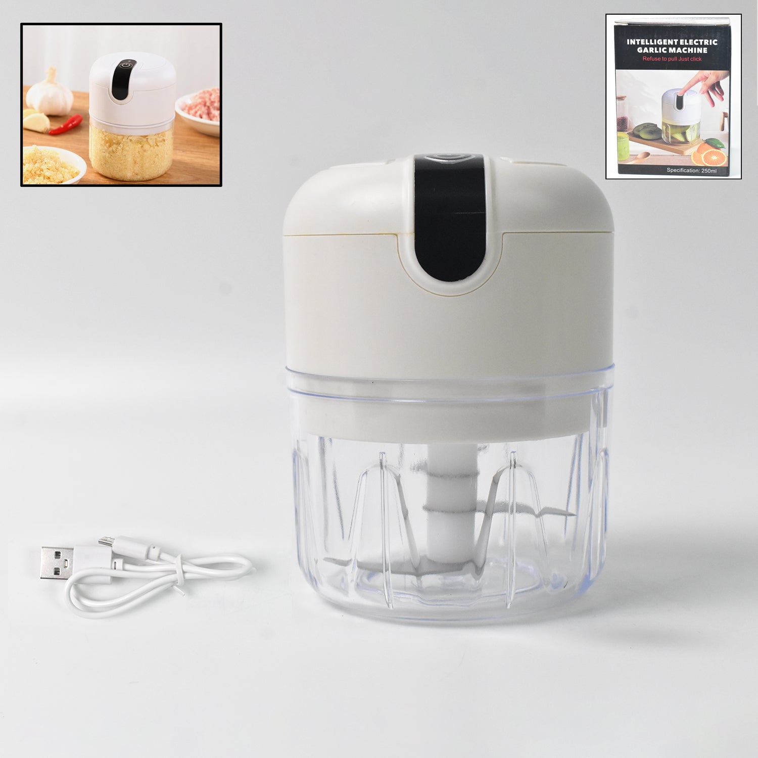 Wireless USB Rechargeable Mini Electric Garlic Machine / Chopper (250Ml) Signaturekarts