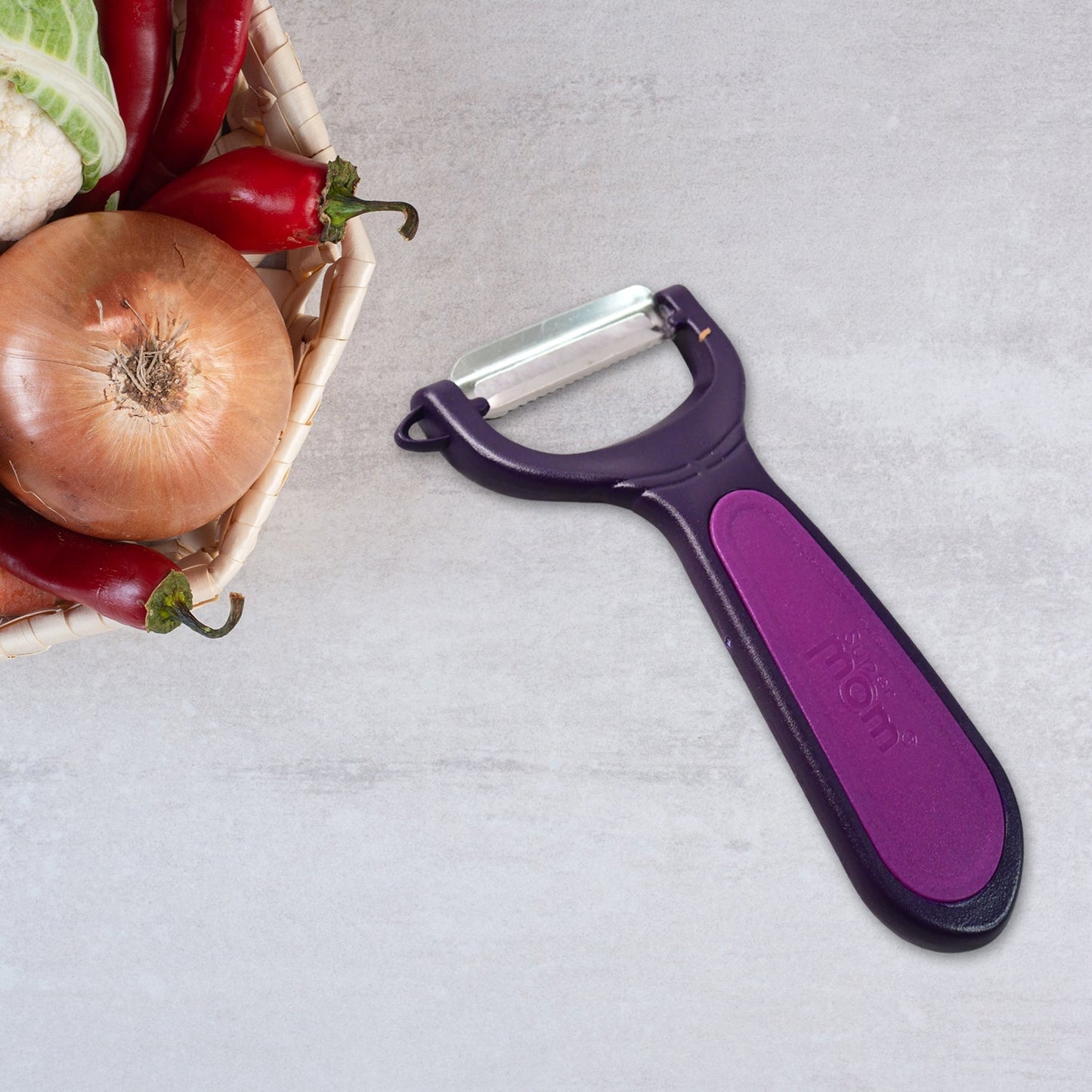 Supermom Dual Tone Peeler with Ultra Sharp Stainless Steel Blade (1 Pc) signaturekarts