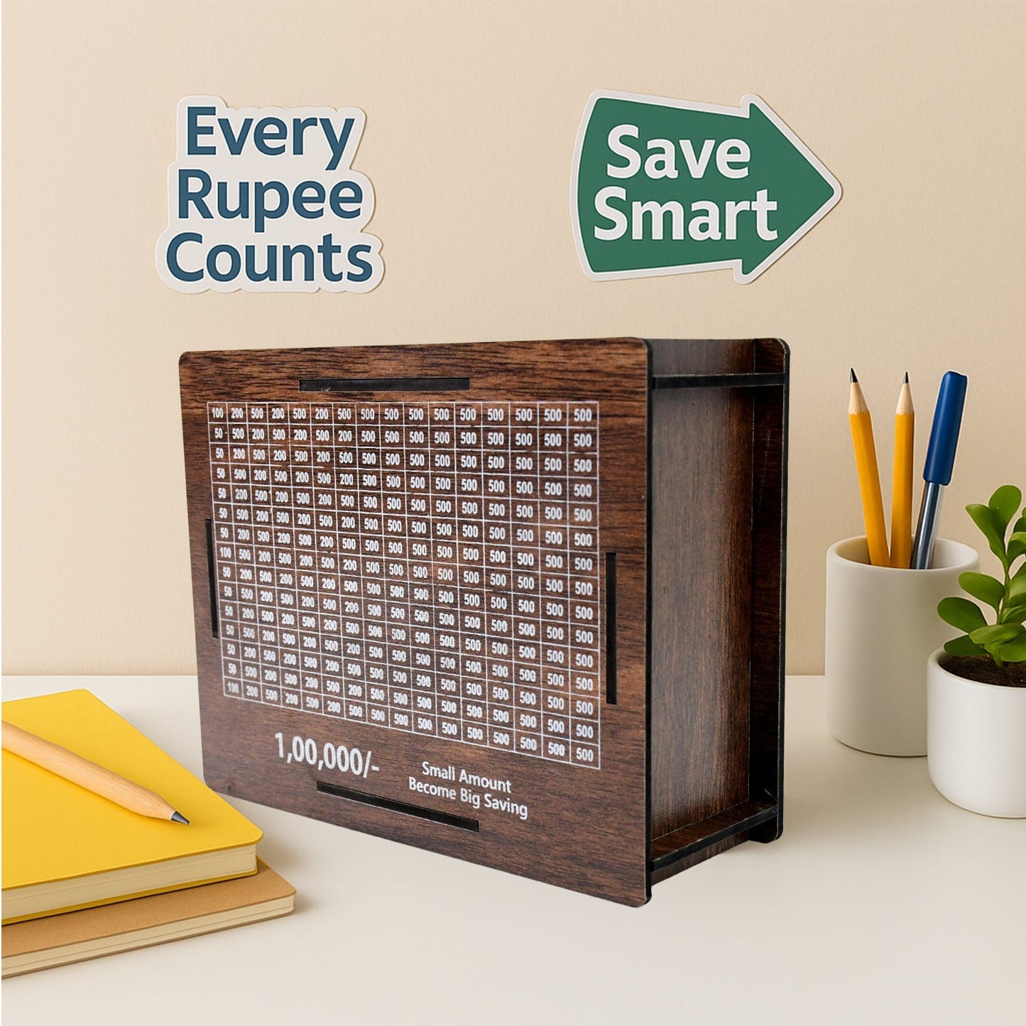 Wooden Money / Piggy Bank, Money Box (1 Pc / Pen Not Included) Signature kart