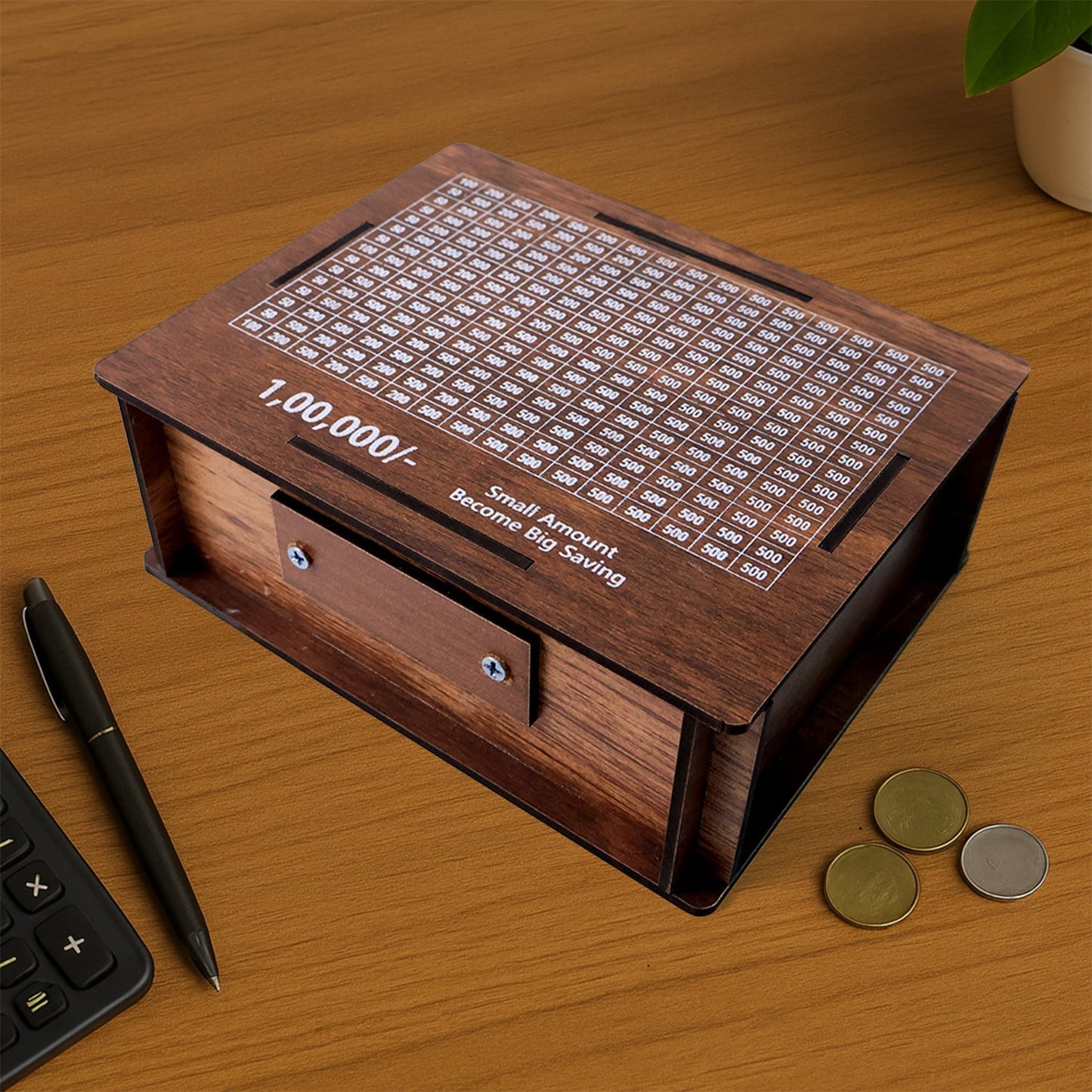 Wooden Money / Piggy Bank, Money Box (1 Pc / Pen Not Included) Signature kart