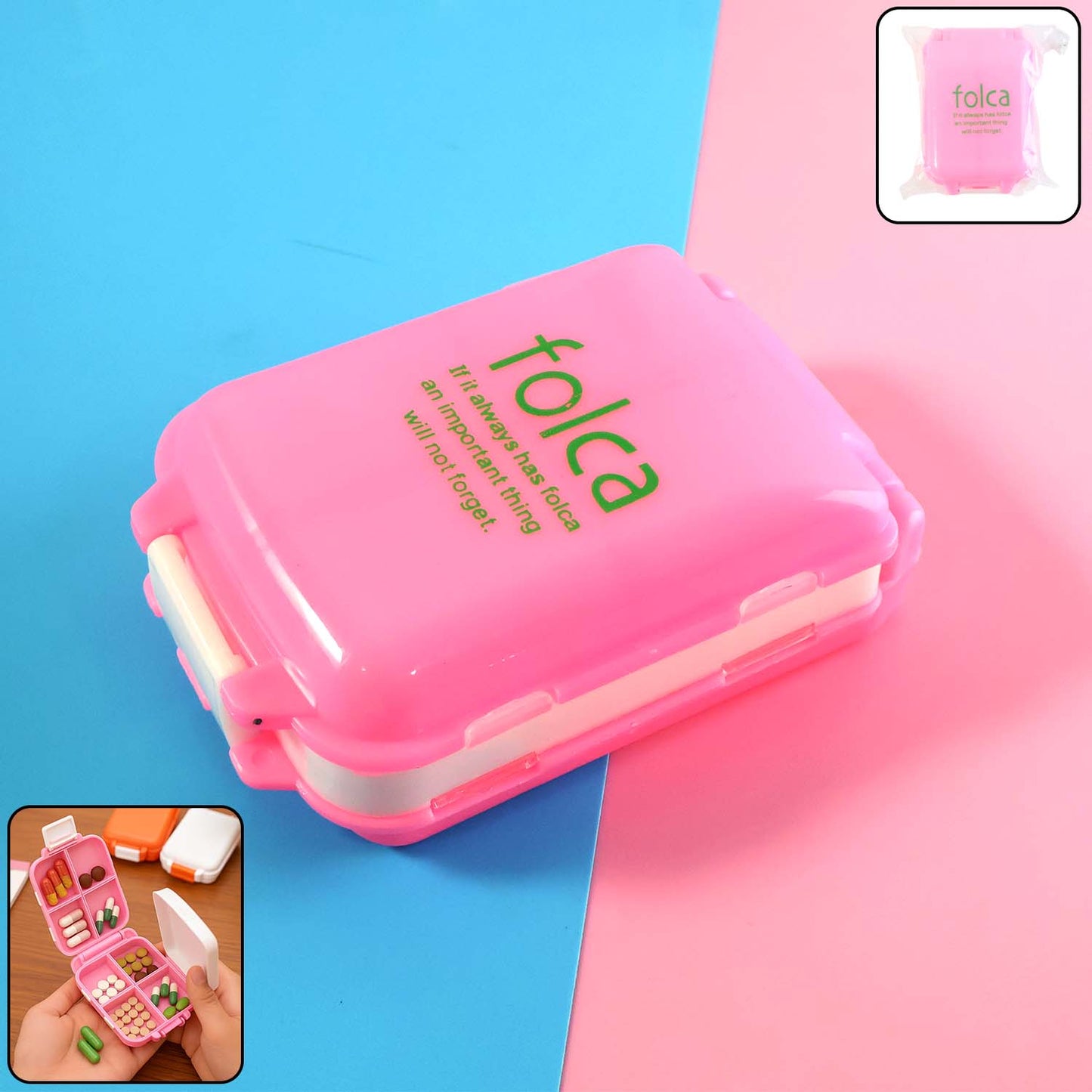 Portable Pink Dual-Sided Pill Organizer Box (1 Pc) signaturekarts