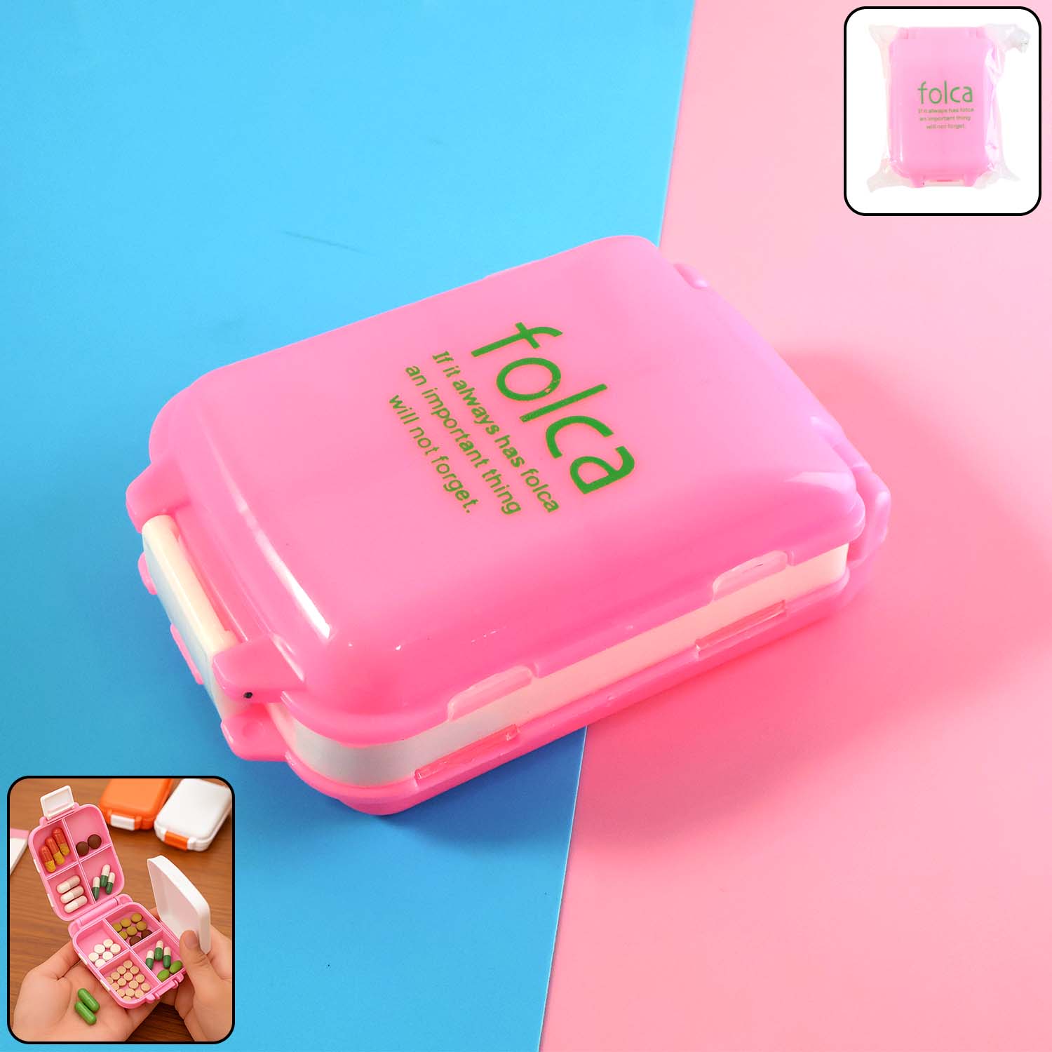 Portable Pink Dual-Sided Pill Organizer Box (1 Pc) signaturekarts