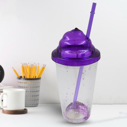Creative Plastic Cold Drink Cup with Lid & Straw – Tumbler (Mix Color) signaturekarts