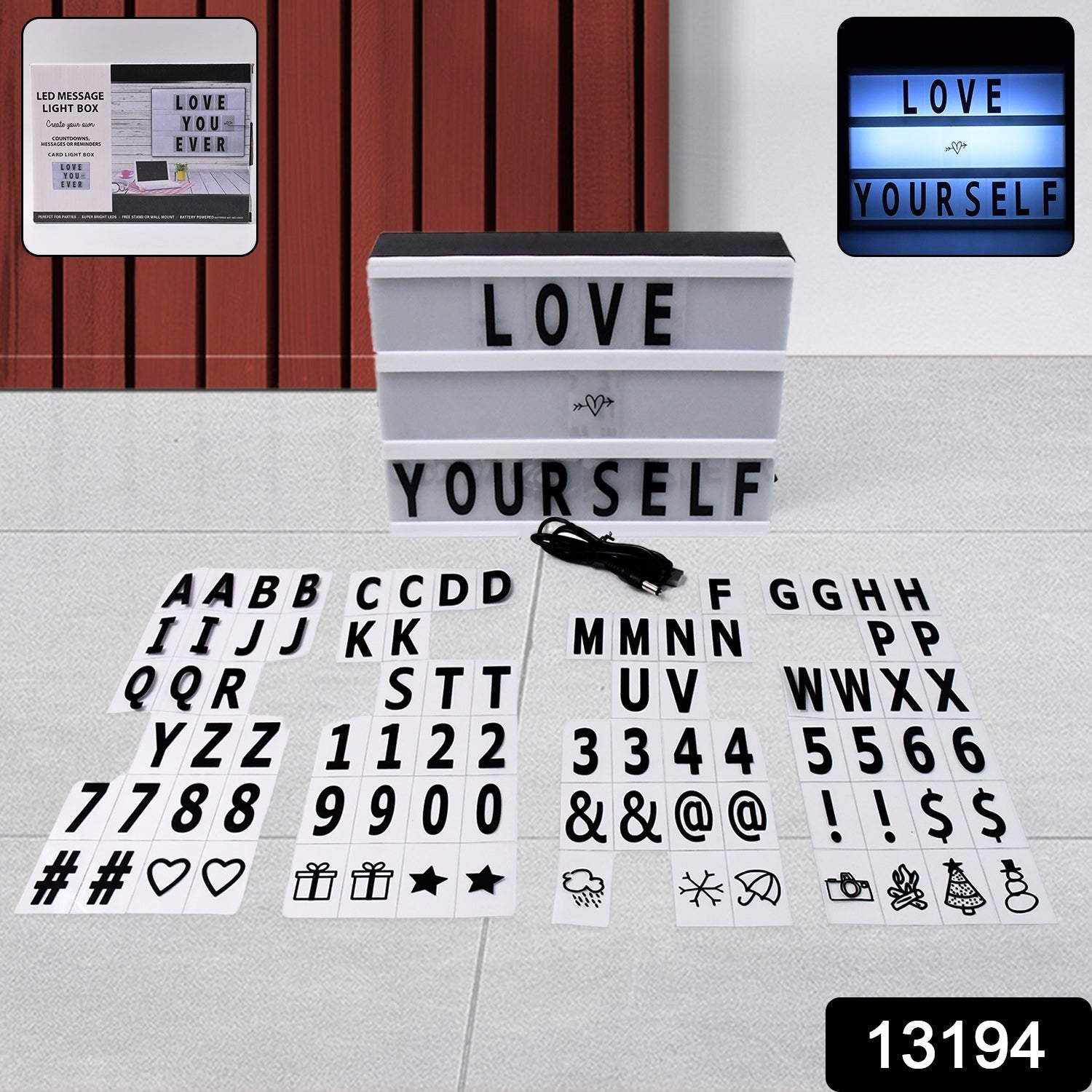 Black Mini A6 Magnetic Cinematic Light Box with 82 Characters and 10 Emojis (1 Set) Signaturekarts