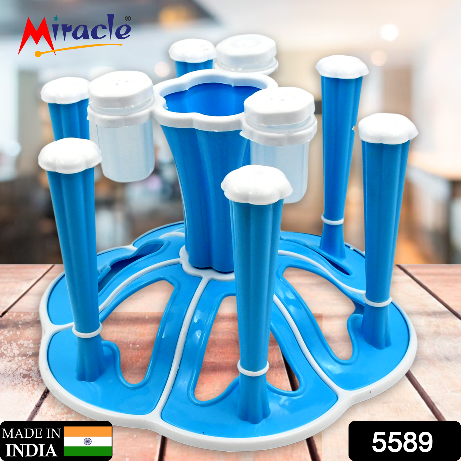 Miracle Plastic Glass Stand for Kitchen & Dining (6-Glass, Spices, Moq - 2 Pc) signaturekarts