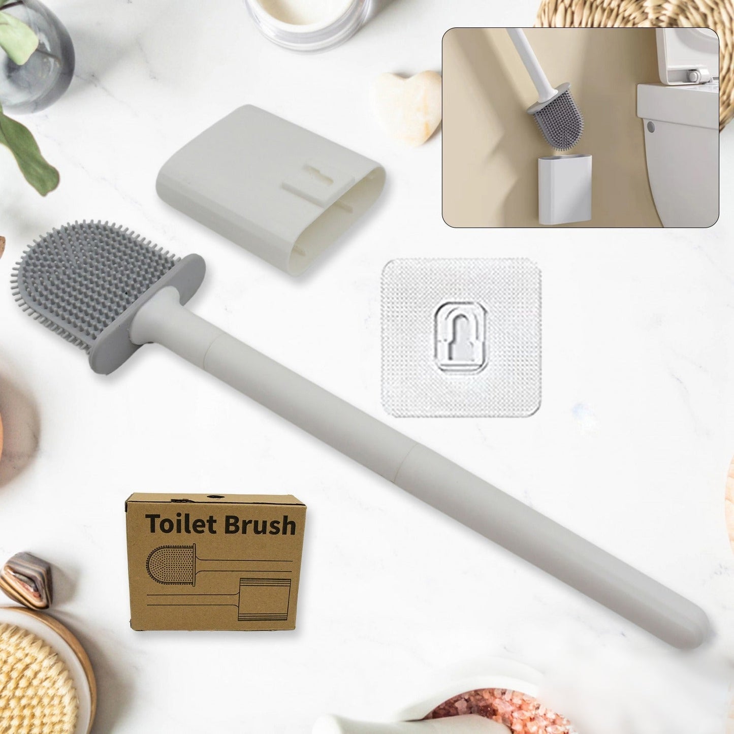 Portable Silicone Toilet Brush – Wall-Mounted, Anti-Drip Cleaner with Non-Slip Handle Signaturekarts