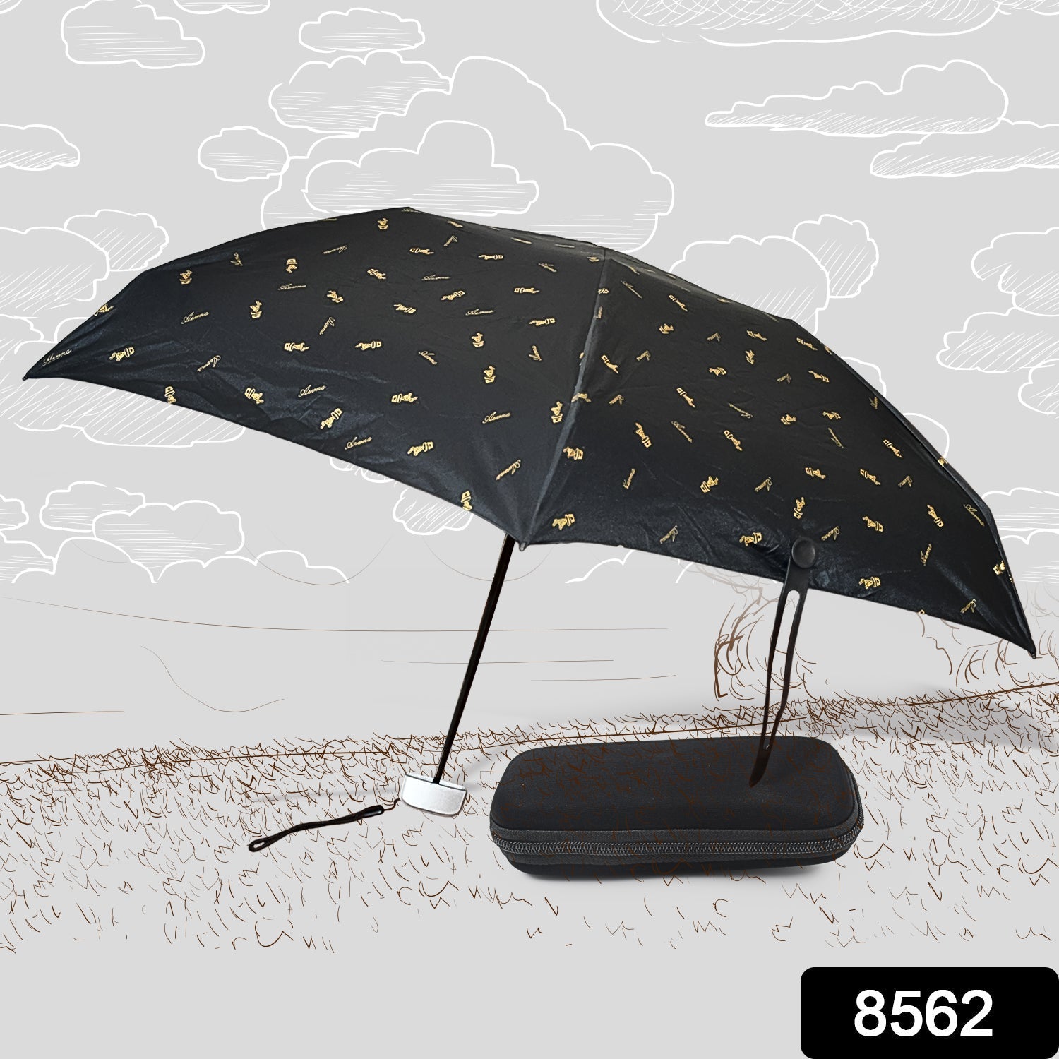 3-Fold Cute Umbrella – Sun & Rain Protection, UV Shield (1 Pc / With Zip Case) signaturekarts
