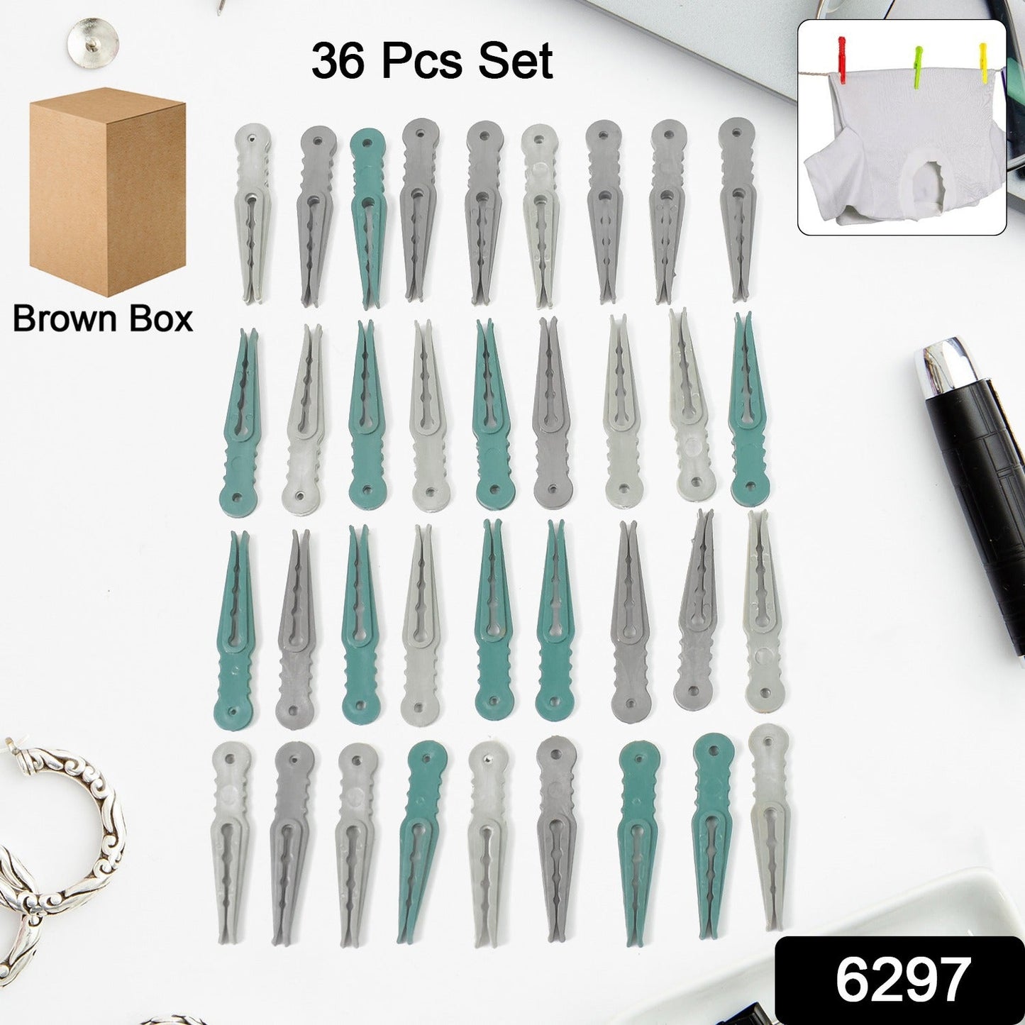 36Pcs MULTIPURPOSE PLASTIC CLOTH HANGING PEGS / CLIPS - 36 PCS Signaturekarts