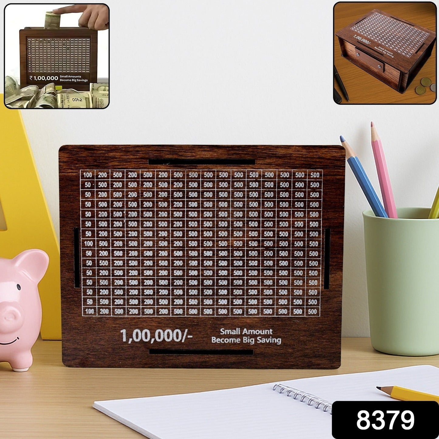 Wooden Money / Piggy Bank, Money Box (1 Pc / Pen Not Included) Signature kart