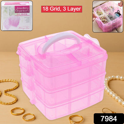 Versatile 18-Grid 3-Layer Transparent Plastic Organizer Box signaturekarts
