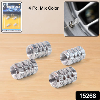 Tire Valve Stem Caps Fit 4pcs Silver Signature kart