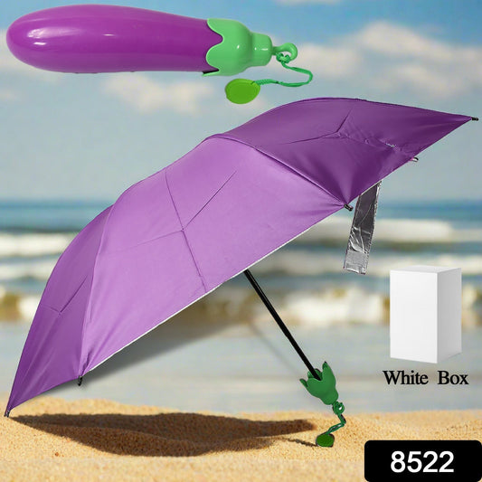 Vegetable shaped Folding Umbrella, Plastic Case Creative Fashion Folding Mini Sun Shade Rain Umbrella, Unique Umbrella, Sun & UV Protection, Cute Design (1 Pc) signaturekarts
