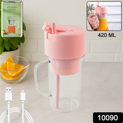 Portable Crusher Juicer With Handle & Straw, USB Rechargeable Multi Blades (420 ML) signaturekarts