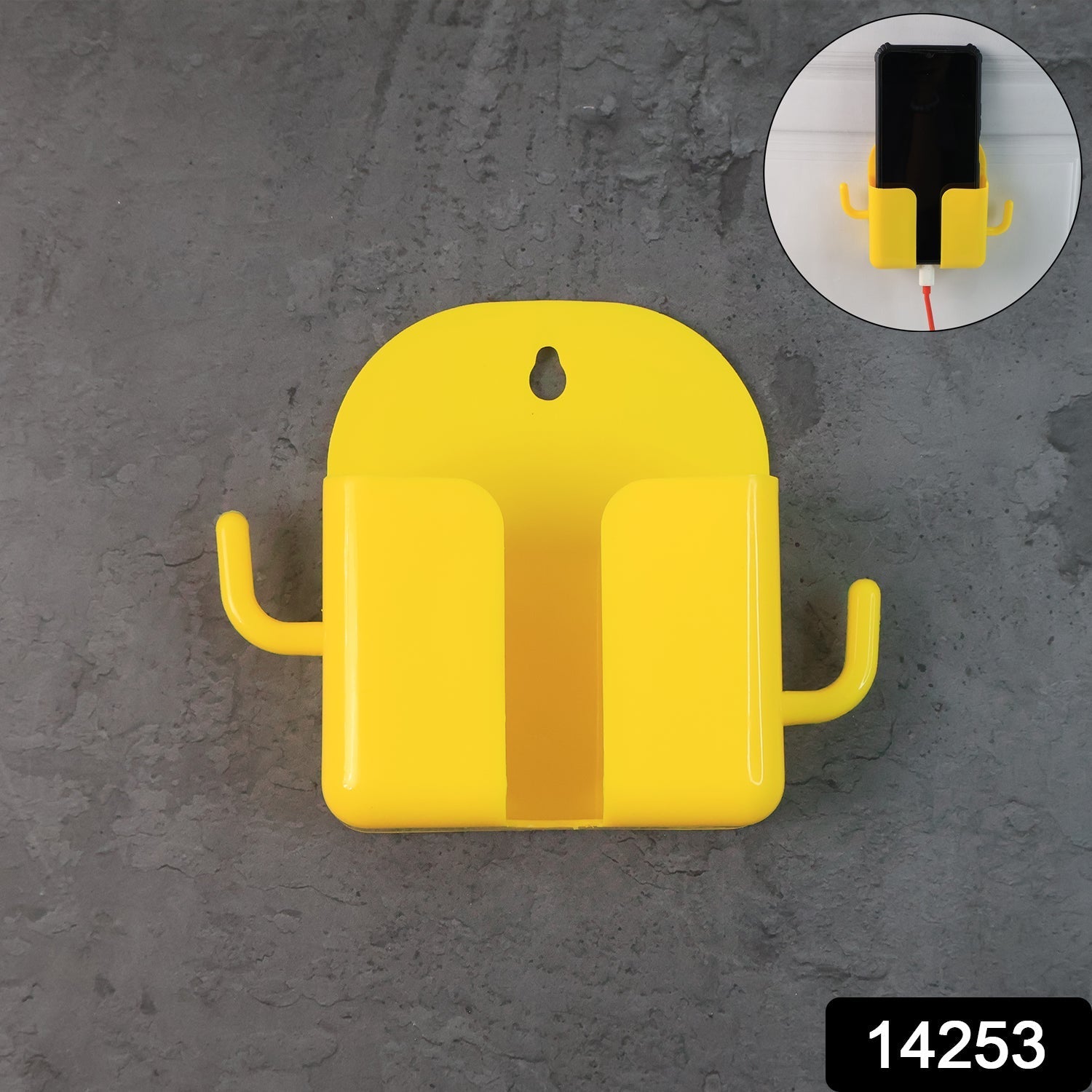 1 Pc Wallmount Mobile Stand With Hook for and stuffs purposes. (Mix Color / 1 Pc) Signature Kart