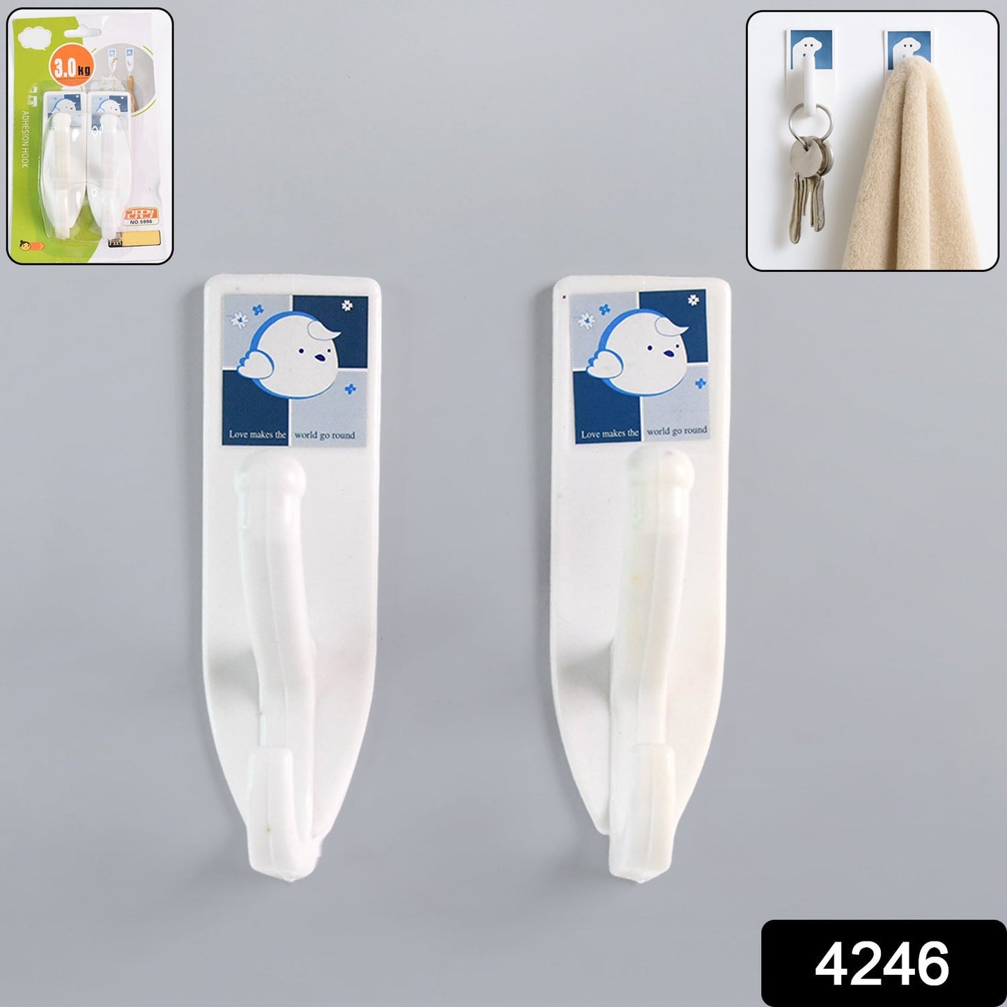 Multipurpose Wall Hooks: Strong & Self-Adhesive for Bathroom, Kitchen (Mix Desingn) signaturekarts