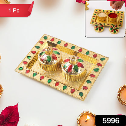 Rakasha Bandhan Special Puja Thali, Kumkum Thali Holder, Pooja Return Gift, Indian Housewarming Gifts, Brother / Bhai / Bhabhi / Sister / Family   for Rakshabandhan, Diwali (Mix Design) signaturekarts