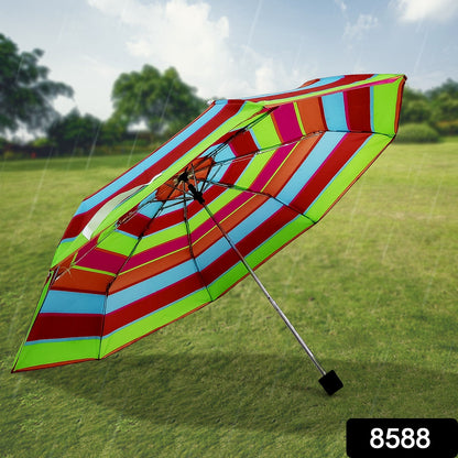 3-Fold Sun & Rain Protective Solid Foldable Umbrella, (1 Pc / Mix Design) Signature Kart
