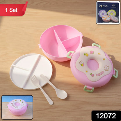 Donut Shaped Double Insulated 3 Compartment Lunch Box (1 Pc / Mix Color) Signaturekarts