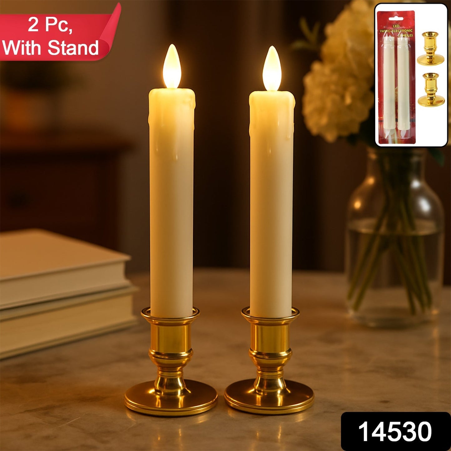 Set of 2 LED Flameless Taper Candles signaturekarts