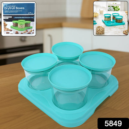 Airtight Container Jar 4 Pc Set with Tray for Kitchen signaturekarts
