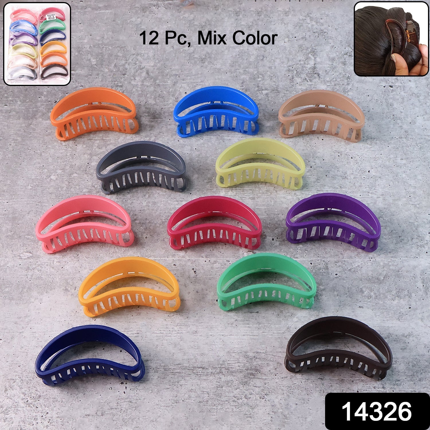 Plastic Hair Clamp Grip, Simple Matte Hair Barrette Clamp (12 Pc) Signature Kart