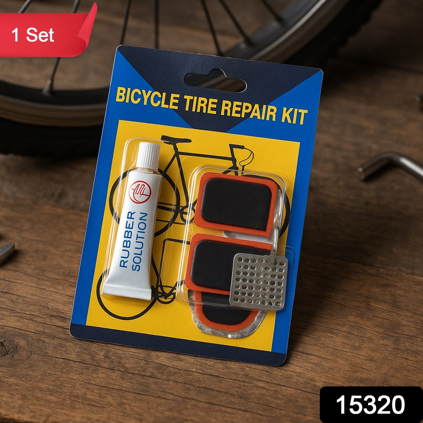 Bicycle Tire Repair Kit – Portable Puncture Repair Set with Adhesive (1 Set / Mix Design) Signature kart