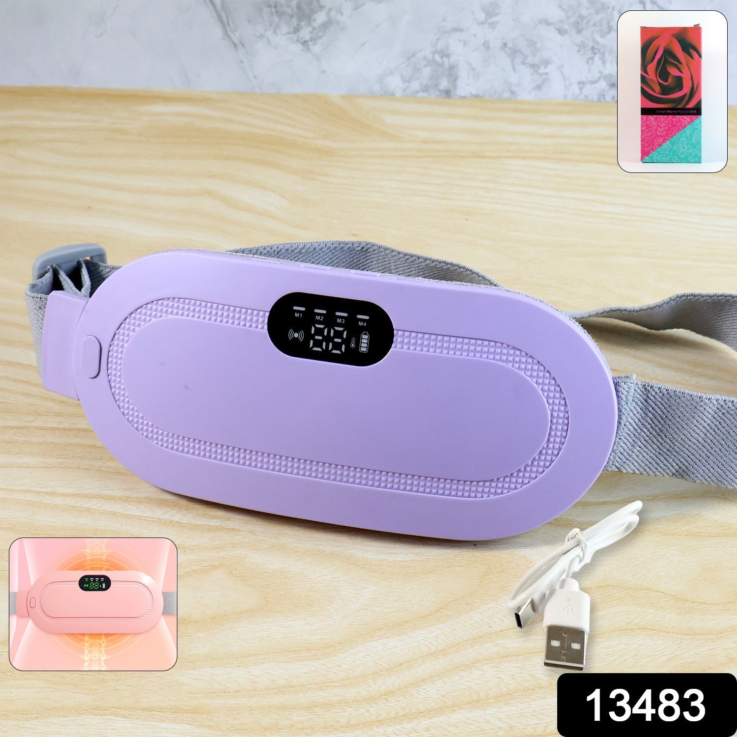 Rechargeable Smart Warm Palace Belt, Period Massager (1 Pc) signaturekarts