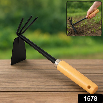 2 in 1 Double Hoe Gardening Tool with Wooden Handle Signature Kart