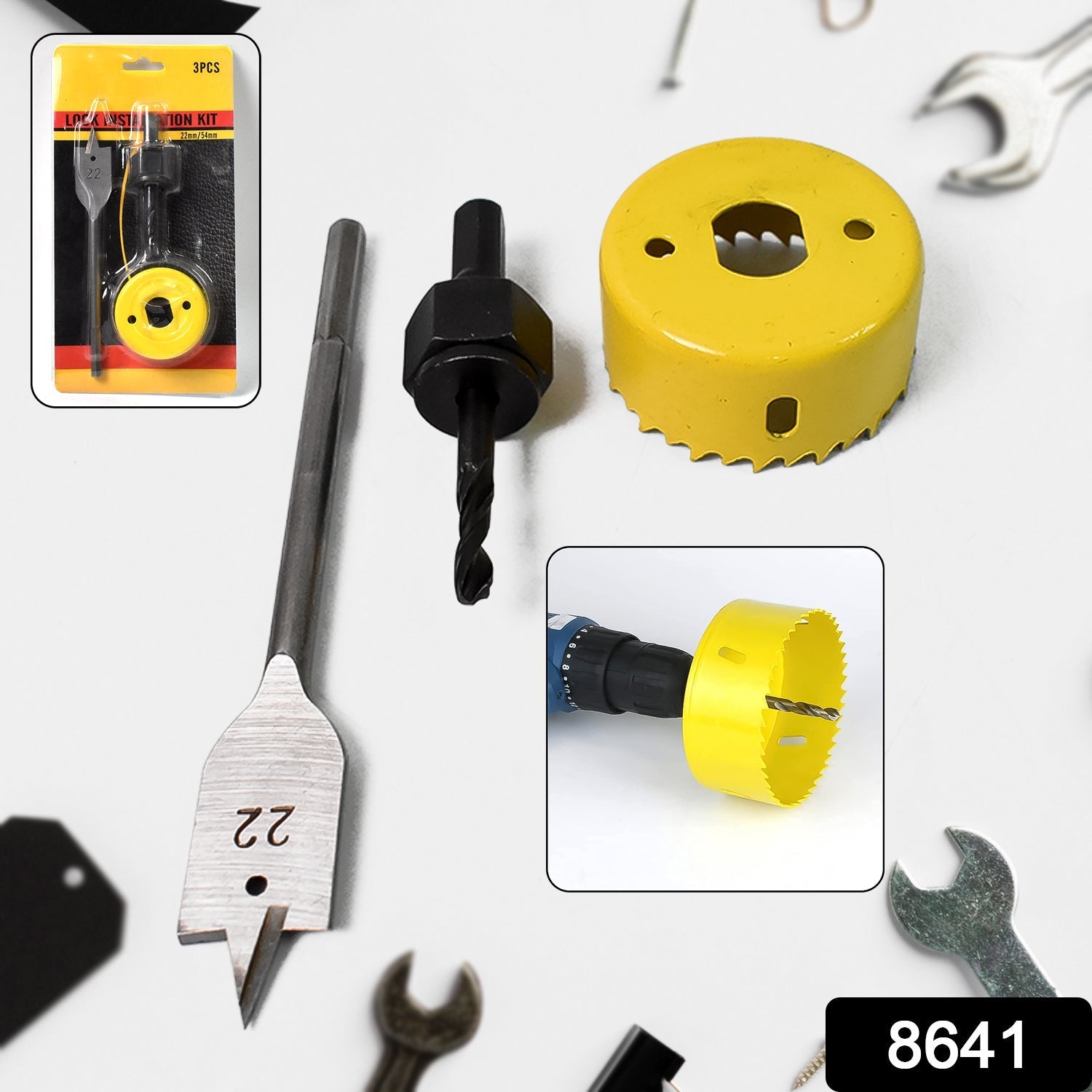 Door Lock Installation (22mmx150mm) Hole Saw Kit (1 Set) signaturekarts