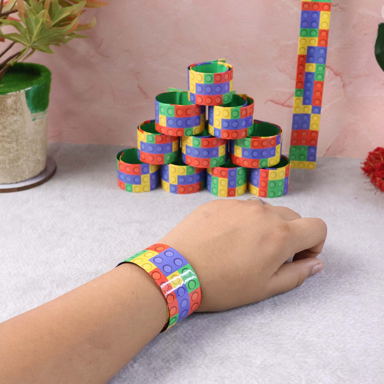 Colorful Snap Slap Bracelet Toy (12 Pc Set ) signaturekarts