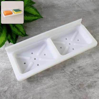 Wall Mounted Double Compartment Soap & Sponge Holder (1 Pc) signaturekarts