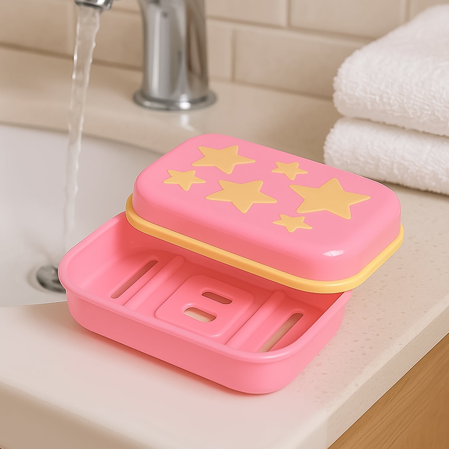 Star Shaped Self Design Soap Case Holder for Bathroom Signature Kart