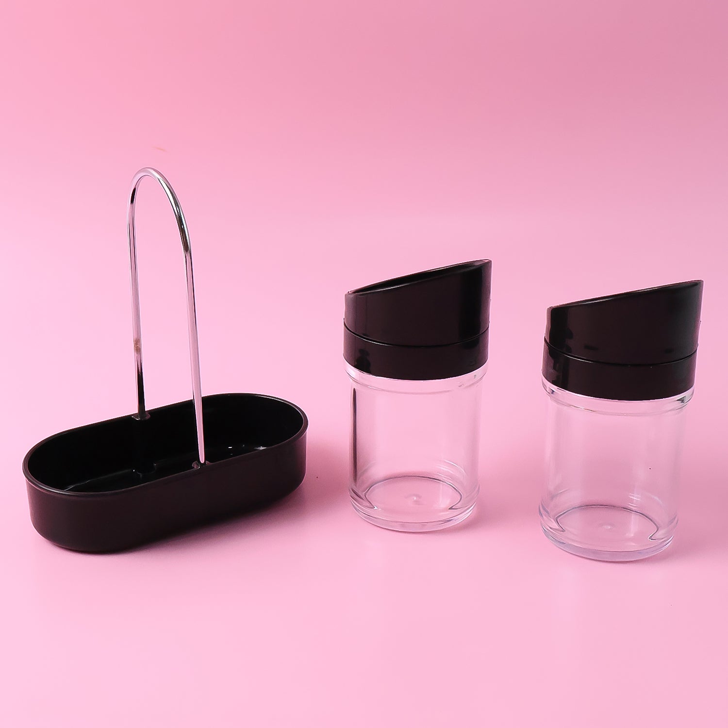 Apex Helix Salt N' Pepper 2-Piece Plastic Jar Set with Stand signaturekarts