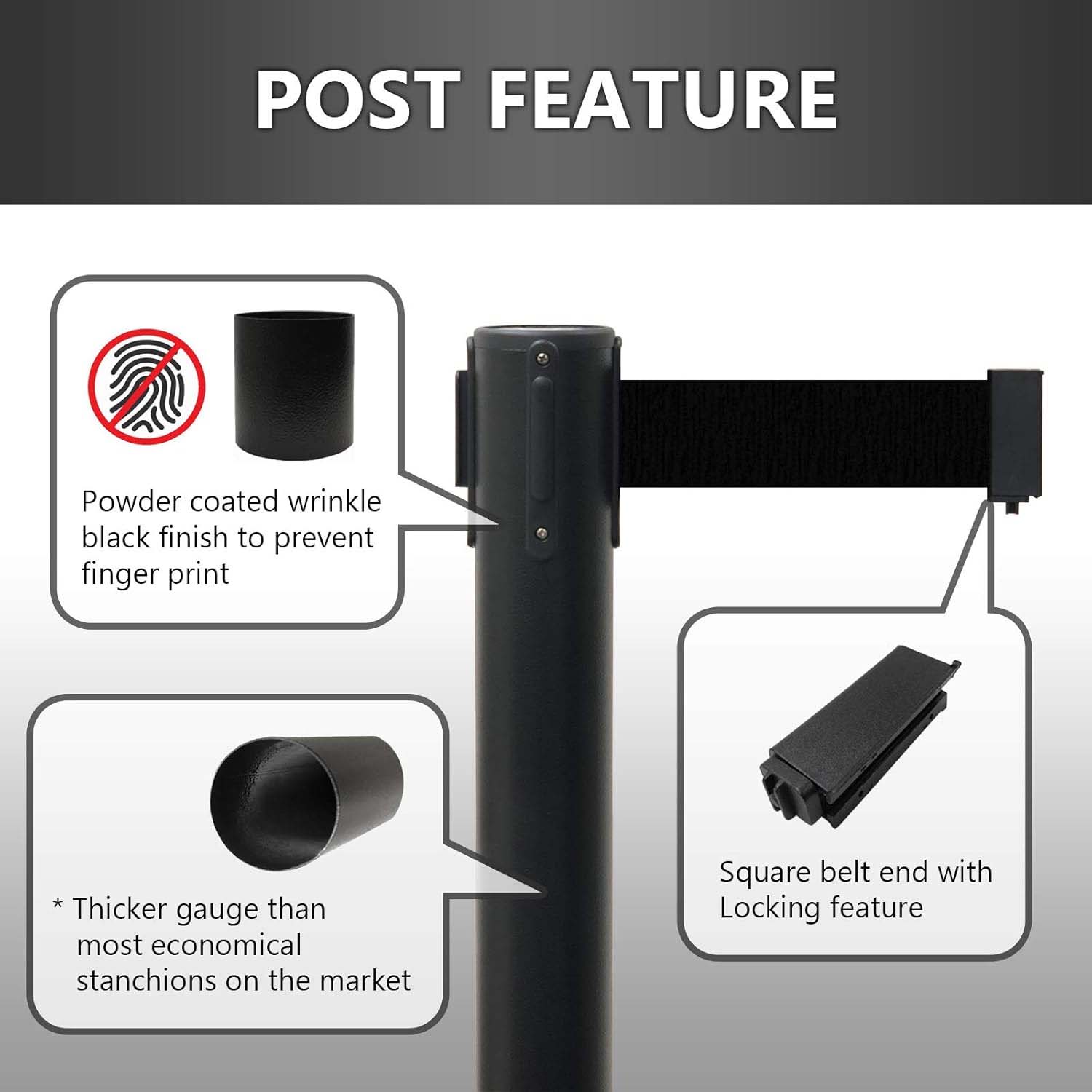 Heavy Duty Retractable Belt Crowd Control Pole with Sturdy Base – 1 Pc The Morsignaturekarts