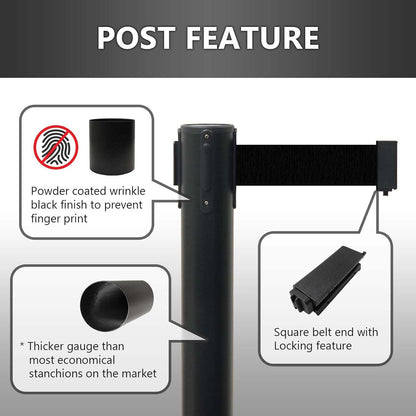 Heavy Duty Retractable Belt Crowd Control Pole with Sturdy Base – 1 Pc The Morsignaturekarts