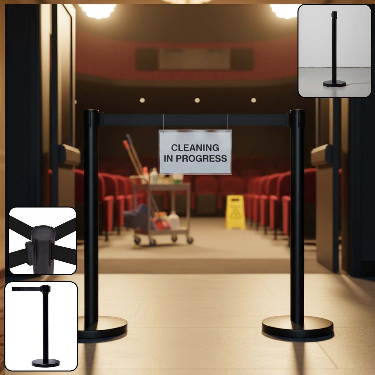 Heavy Duty Retractable Belt Crowd Control Pole with Sturdy Base – 1 Pc The Morsignaturekarts