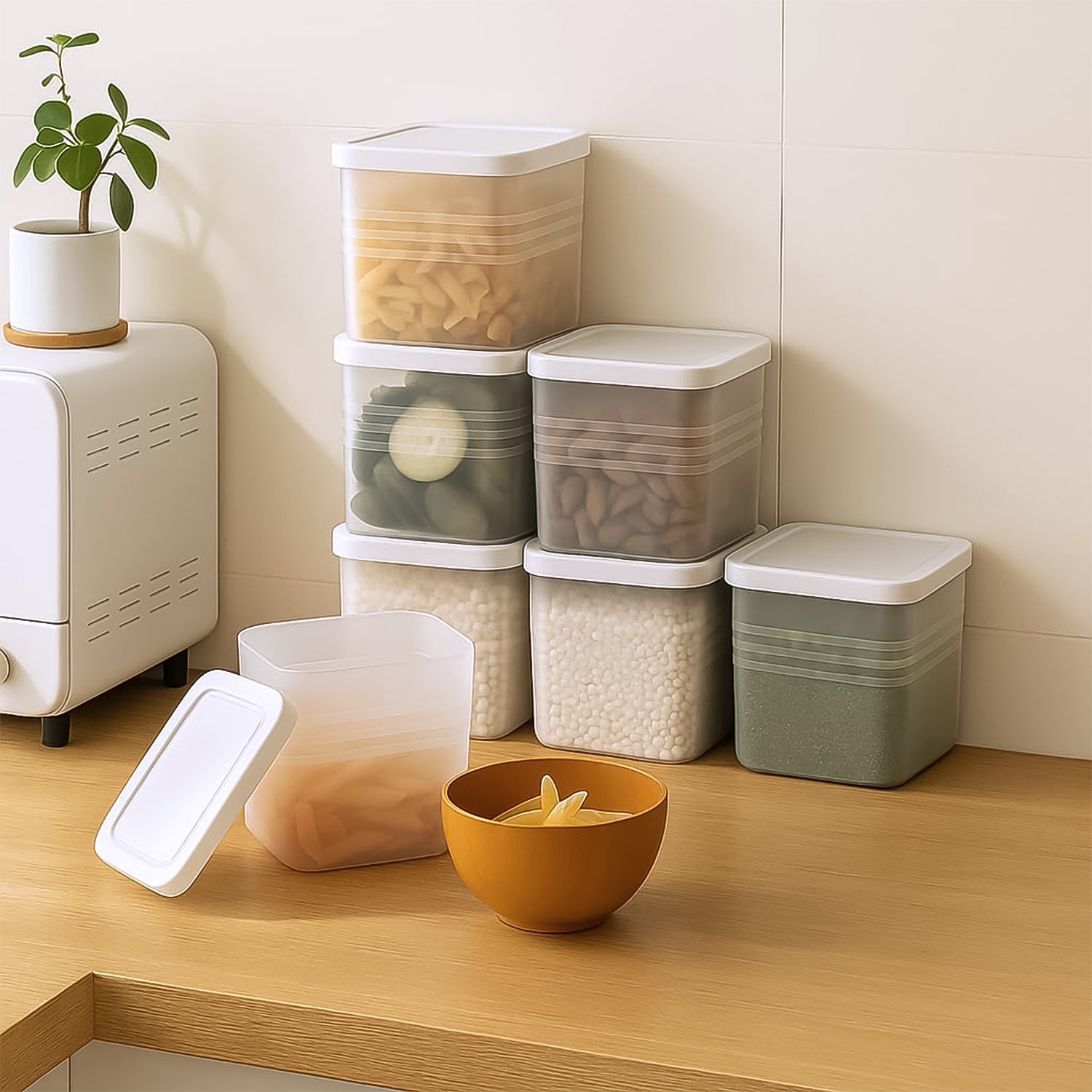 Transparent Square Plastic Food Storage Container Set (6 Pc) Signature Kart