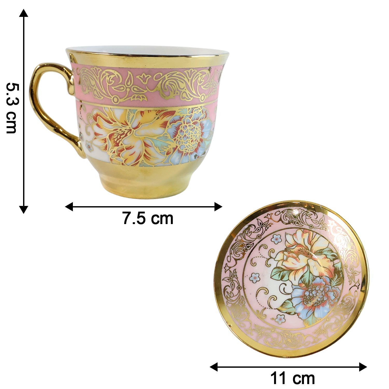 Premium Floral Porcelain Tea Cup and Saucer Set (12 Pc Set) The Morsignaturekarts