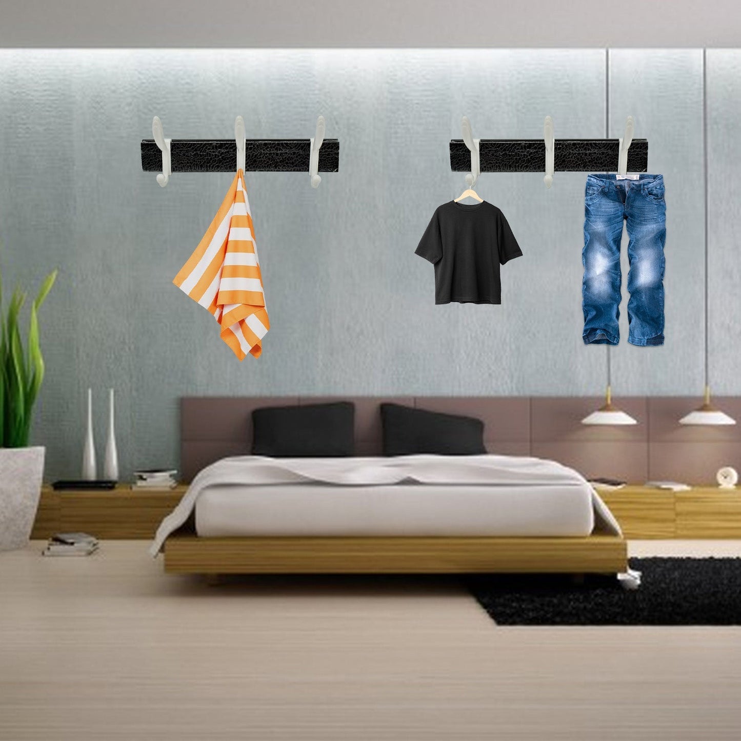 Wall Mounted Coat Hanger Rack – 6 Hooks for Clothes, Jackets & Hats signaturekarts