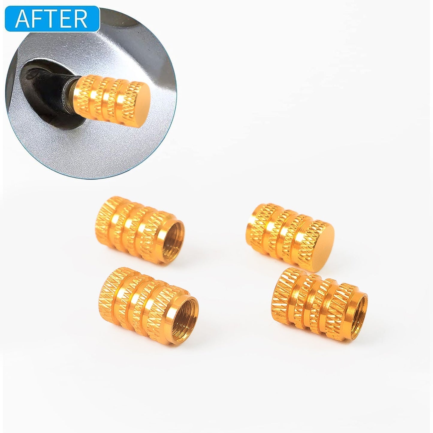 Tire Valve Stem Caps Fit 4pcs Silver Signature kart