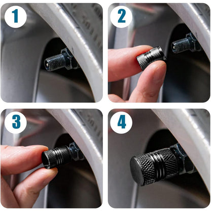 Tire Valve Stem Caps Fit 4pcs Silver Signature kart
